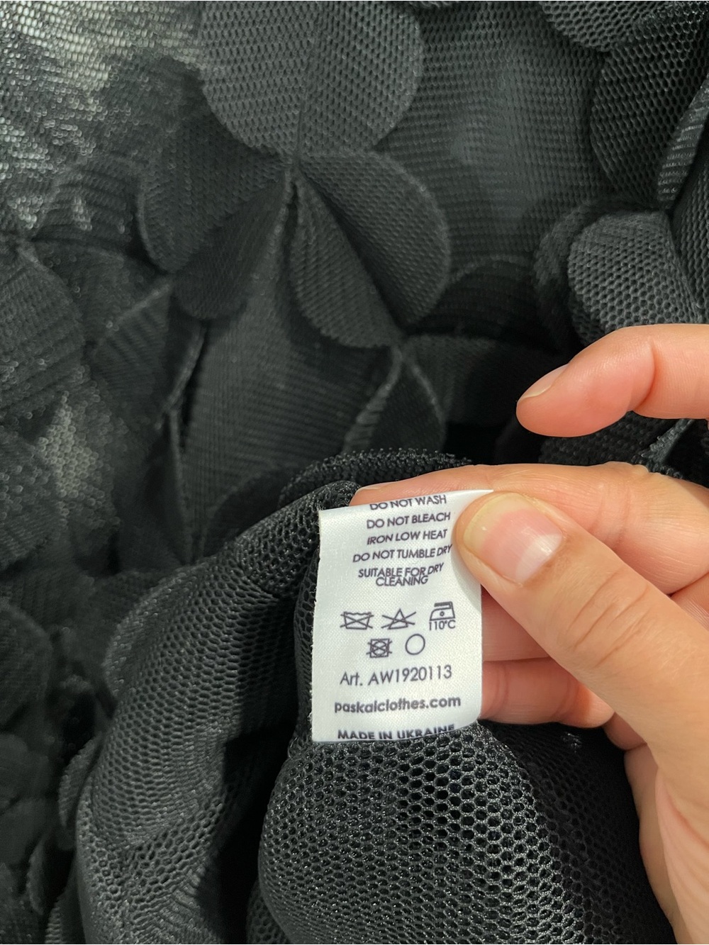 PASKAL Black Laser Cut Floral Appliqué Textured Puff-Sleeve Midi Dress Sz. M - Picture 7 of 11